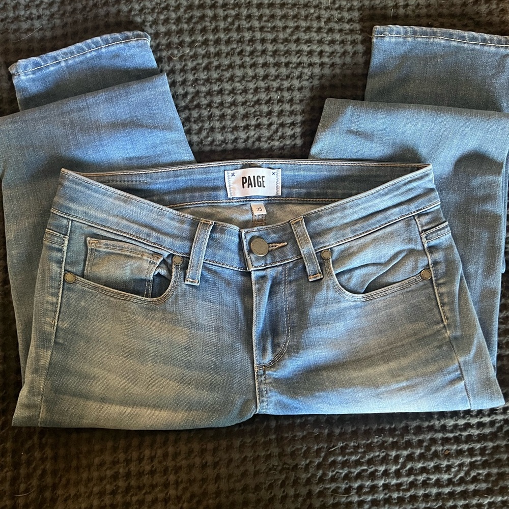 PAIGE Women's Straight Leg Jeans in Light Blue